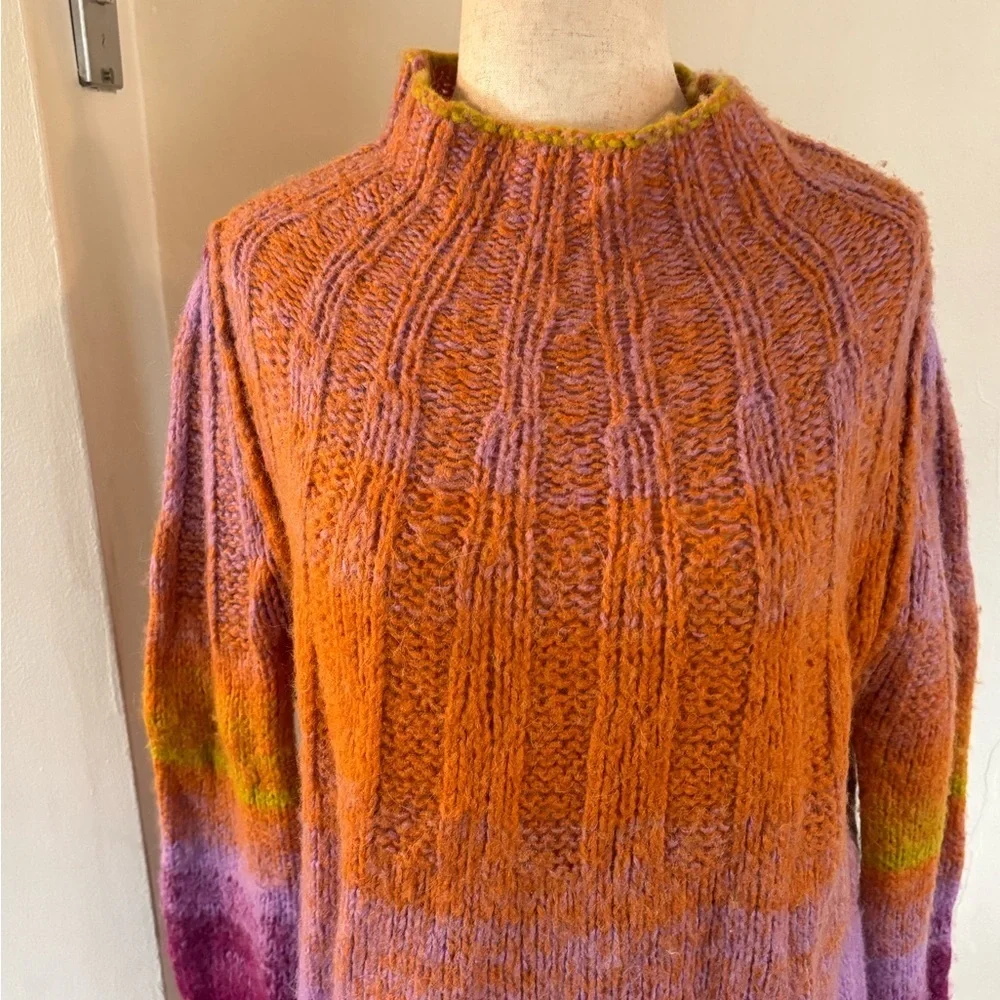 Anthropologie Knit Wool Alpaca Blend Long Sleeve Relaxed Fit Pullover Sweater - Picture 4 of 7